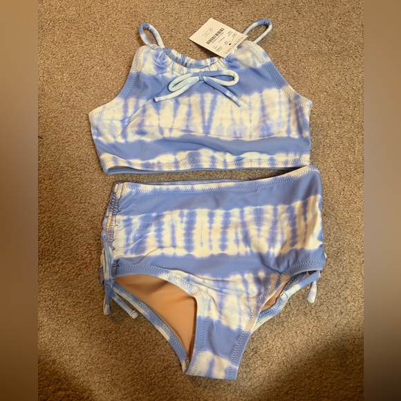 NWT J.Crew Crewcuts Girls' Bow-Tie Two-Piece Swimsuit in Peri Breeze Tie Dye - Picture 3 of 7